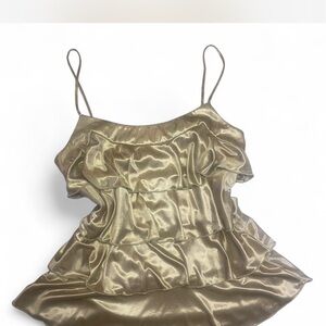Bwear Gold Satin Camisole with Ruffles